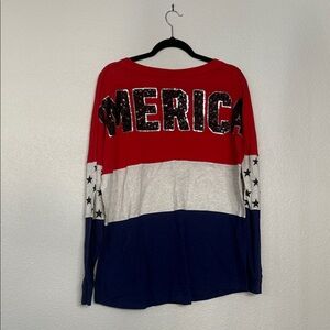 PINK Victoria's Secret Red, White, and Blue Long Sleeve Tee
